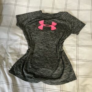 Girls Under Armour Gray and Pink Athletic T-Shirt